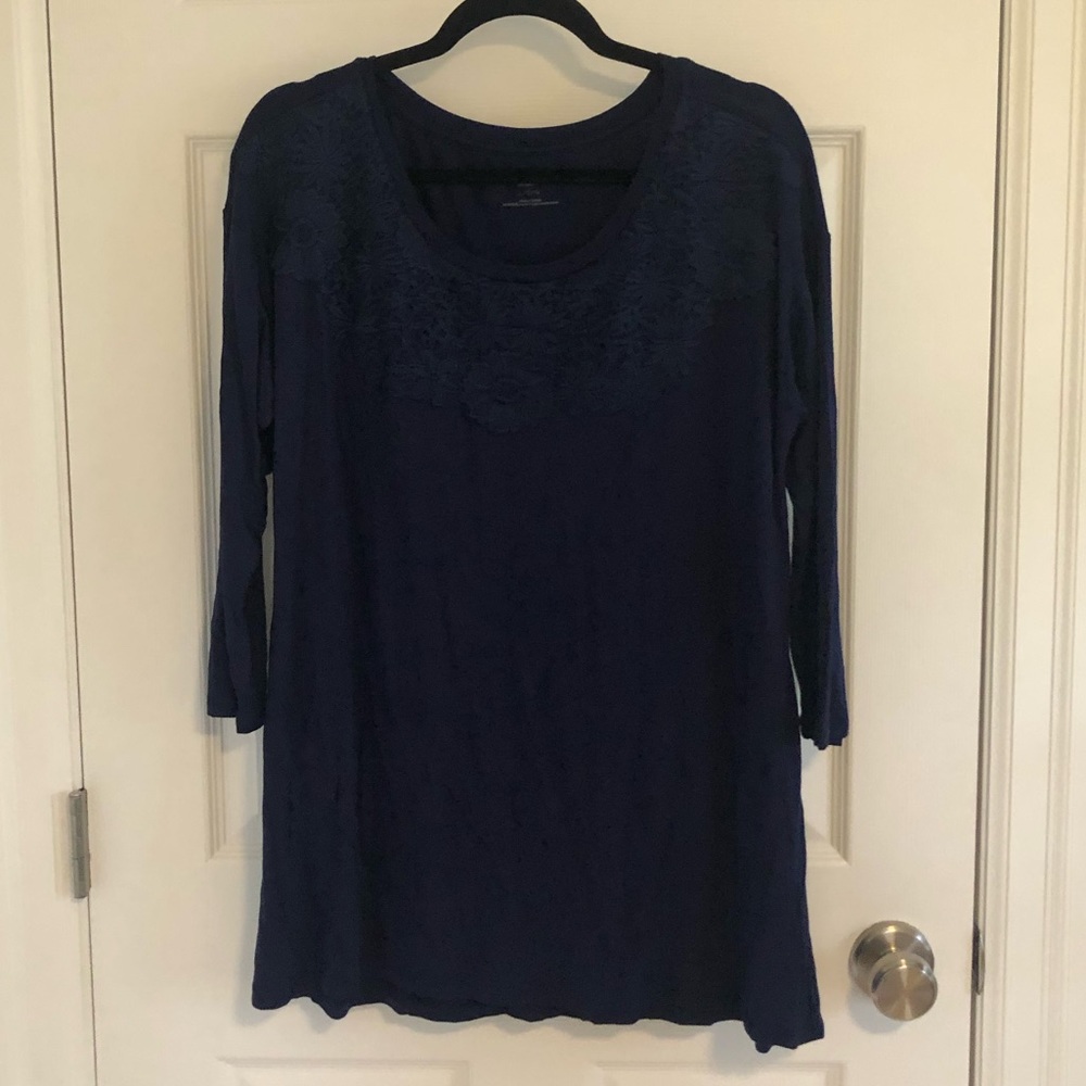 Motherhood Maternity Navy Lace Long Sleeve Top
